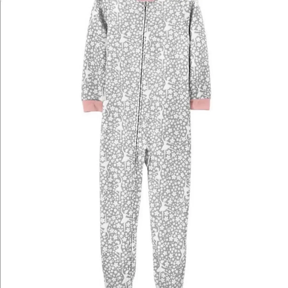 CARTER’S Girls Size 5 One Piece Fleece Footie Pajamas